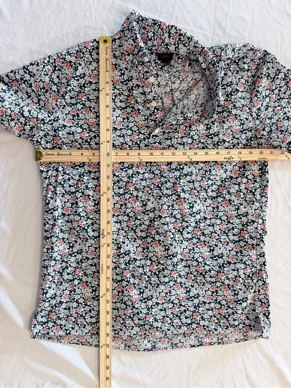 Men's J Crew Flex Washed Floral Print Size M Short Sleeve Button Down Shirt